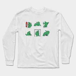 T-Rex Hates Gym Working Out Bodybuilding Long Sleeve T-Shirt